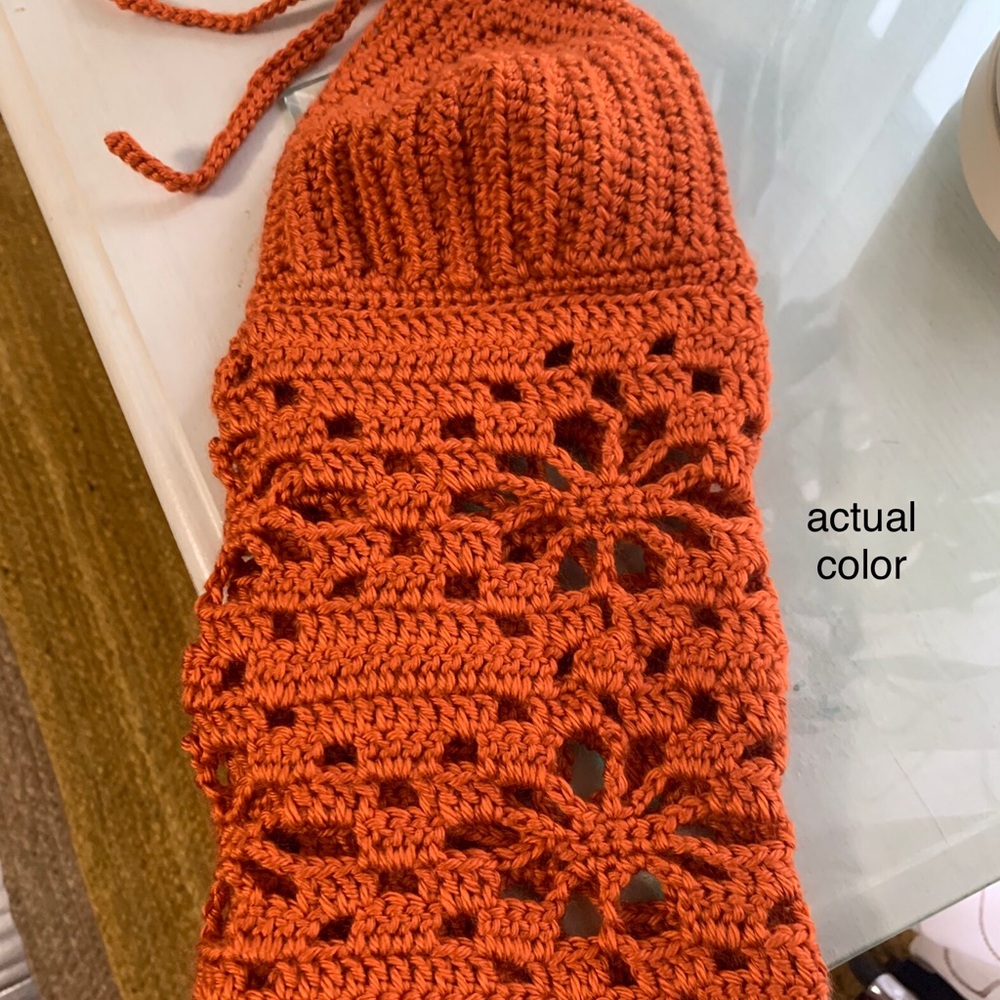 Orange Flower Pattern Crocheted Halter Top #Festi… - image 3